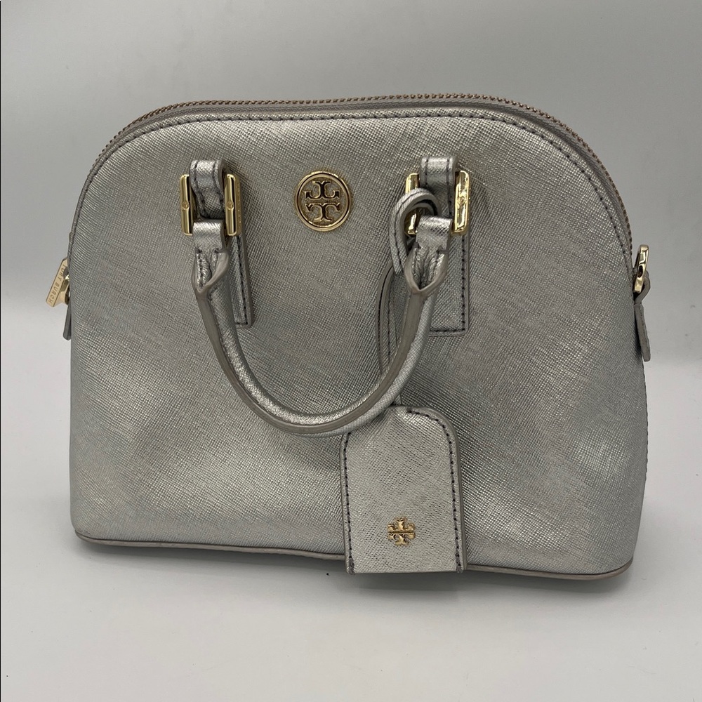 Tory Burch Metallic Silver Satchel